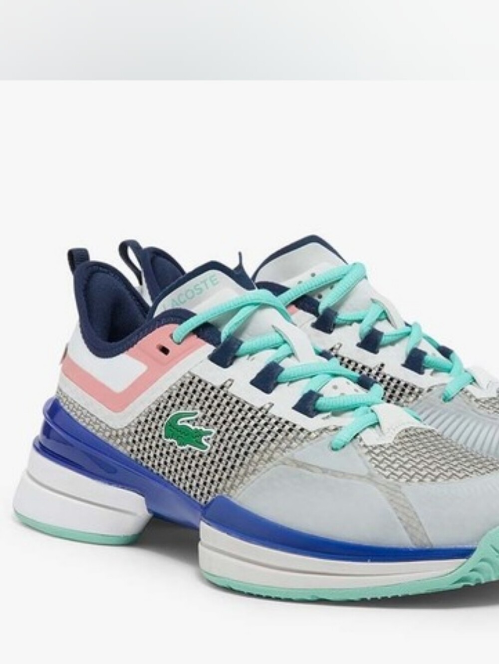Lacoste AG-LT21 Ultra Tennis Shoes Mint Blue Coral Goodyear 8.5